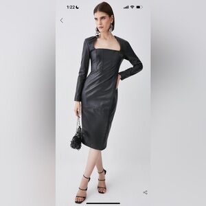 Karen Millen Leather corset midi dress. Size US 6. 100% leather.
